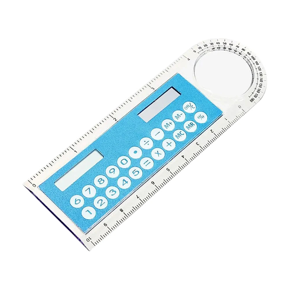 Student School Supplies Calculator Mini School Supplies Solar Transparent Ruler with Magnifier Portable Office Stationery
