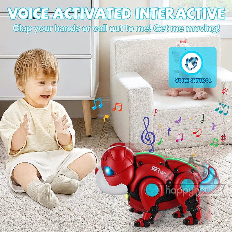 Baby Musical Toys Electronic Walking Moving Mecha Dog for Kids Interactive Toys Voice Control Light Music Toys for Toddler 1 2 3