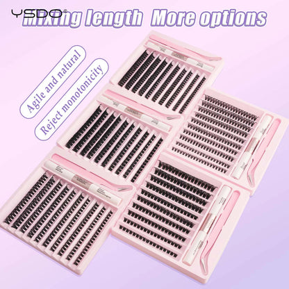 DIY Lash Extension Kit Lash Individual Lashes Clusters8-16mm With Waterproof Lash Bond And Seal Eyelash Tweezers Lash Kit