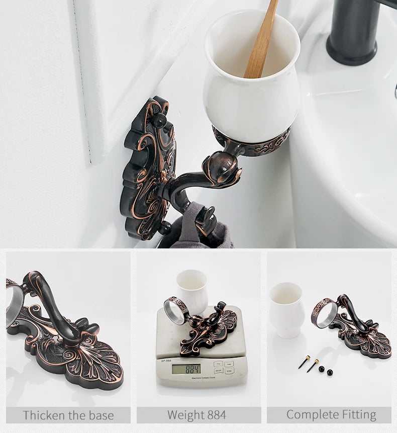 Robe Hooks European Style Brass Black Hangers For Clothes Towel Rack Clothes Hook Home Decoration Bathroom Hardware Set WF-88801