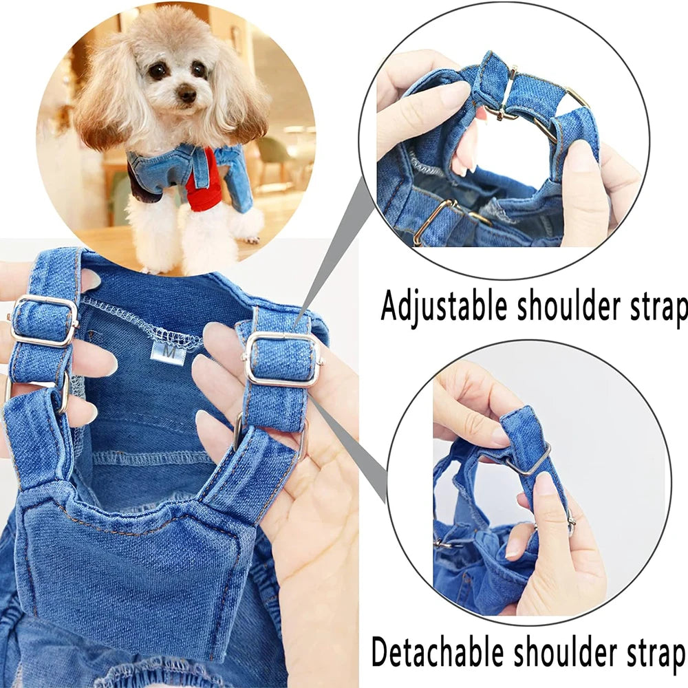 Blue Overalls for Dogs Pet Jean Clothes Dog Denim Jumpsuit Fashion Apparel Comfortable Puppy Costumes forSmall Medium Dogs