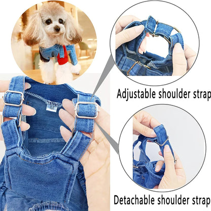 Blue Overalls for Dogs Pet Jean Clothes Dog Denim Jumpsuit Fashion Apparel Comfortable Puppy Costumes forSmall Medium Dogs
