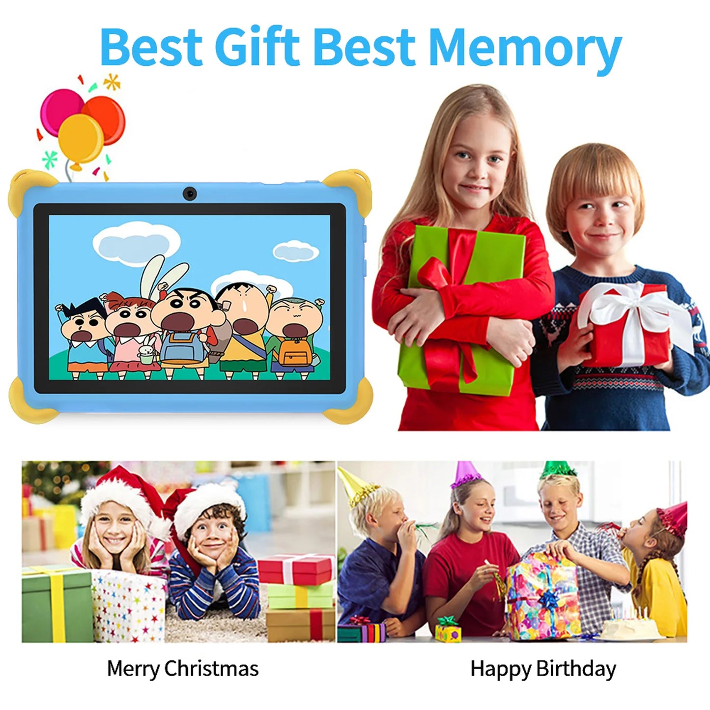 2025 New 7 Inch Cartoon Pattern Kids' tablets Quad Core 4GB RAM 64GB ROM 5G WiFi Learning Education Games Tablet Children's Gift