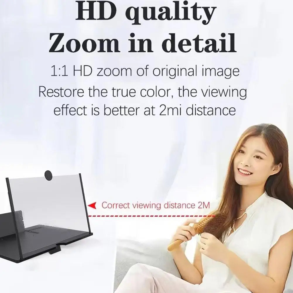 Screen Amplifier 10in 3D HD Phone Screen Magnifier Portable Pull Out Foldable Cell Phone Screen Enlarger for Movie Video Viewing