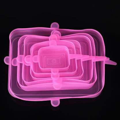 6pcs/set Silicone Cover Stretch Lids Reusable Airtight Food Wrap Covers Keeping Fresh Seal Bowl Stretchy Wrap Cover