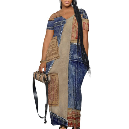 Women's Casual Maxi Dresses Summer Suspender Beach Dress Sundress with Pockets