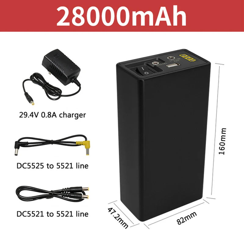 12V Power Bank 24V 18650  Rechargeable Lithium Battery 5V 24V Power Bank Auxiliary 44800Mah Power Bank 12V Mobile Power Supply