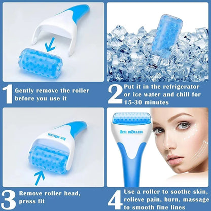 Rotating beauty ice roller is a cooling ice roller massager used for facial and body massage, which can remove wrinkles