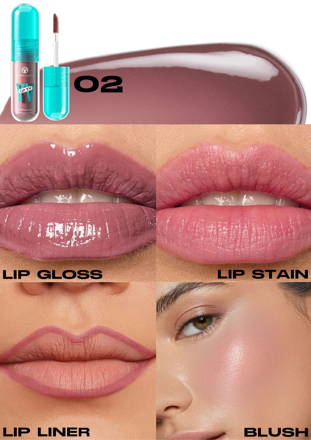 YOUNG VISION 6-Shade Avocado Long-Lasting Moisturizing Lip Stain is lightweight, non-sticky, non-stick cup lip stain