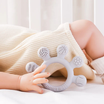 Silicone Baby Teether Toys 0-12Month Food Grade Toddlers Anxiety Teething Ring Sensory Toys Silicone Animal Soothing Accessories