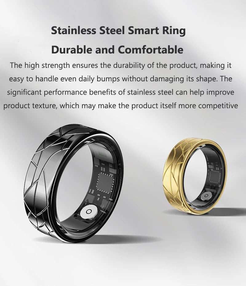 Smart Ring Women Health Tracker Heart Rate Blood Oxygen Photo Control Brush Tiktok Waterproof Multi-sport Modes Men Fitness Ring