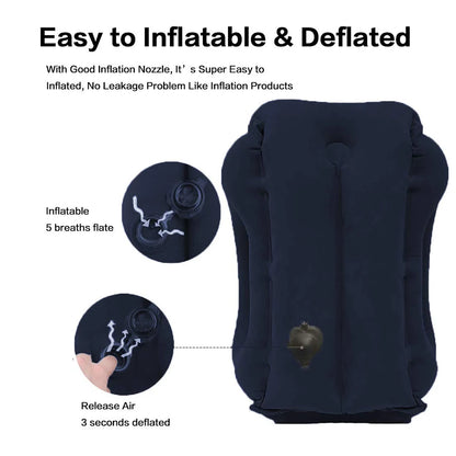 Inflatable Travel Pillow Portable Headrest Sleeping Bag Cushion Chin Neck Support for Outdoor Airplane Train Office and Home Use