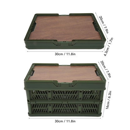 Foldable Camping Picnic Basket with Movable Board Large Capacity Multifunction Handheld Storage Box Home Organization