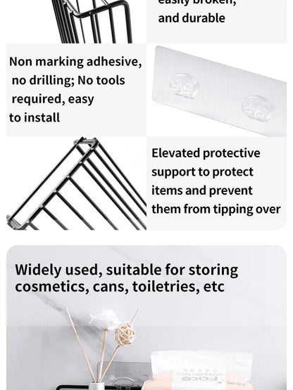 Bathroom Storage Rack Kitchen Organizer Shelf Black Shelves Corner Frame Iron Shower Punch Free Mounted Caddy Rack
