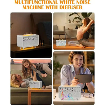 Bluetooth White Noise Machine with Aroma Diffuser,Humidifier & Night Light |8 Natural Sounds,3-Level Dimming for Sleep Therapy