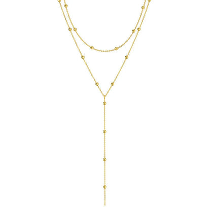 Fashion Simple Geometric Tassel Bead Collarbone Chain Necklace For Women Long Necklace Accessories Gifts Jewelry