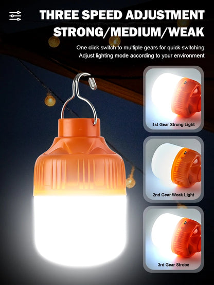 Outdoor USB Rechargeable LED Lamp Bulbs High Brightness Emergency Light Hook Up Camping Fishing Portable Lantern Night Lights