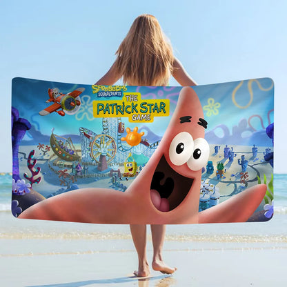 S-SpongeBobs Cartoon Beach Towels Shower Towel Sauna Travel Spa Microfiber Quick Dry Gym Accessories Cute Room Decor