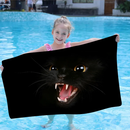 Black Cat Cartoon Beach Towel Cute Kawaii Room Decor Bath Girls Children Hand Towels For Bathroom Shower