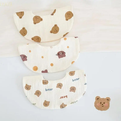 090B Baby Eating Bib for Newborns Comfortable Drooling Bib Saliva Towel Cartoon Print Waterproof Burp Cloth Shower Gift