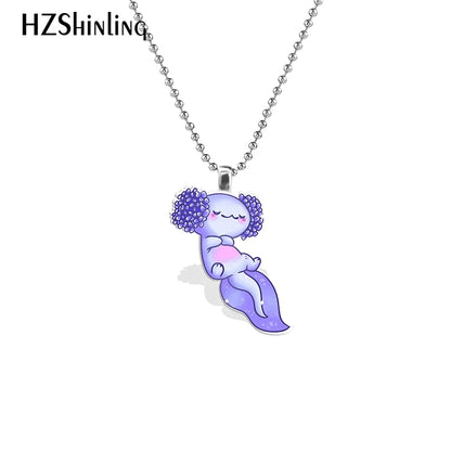 Cartoon Axolotl Acrylic Necklace Pendants Charms Resin Epoxy Handmade Crafts Jewelry Gifts