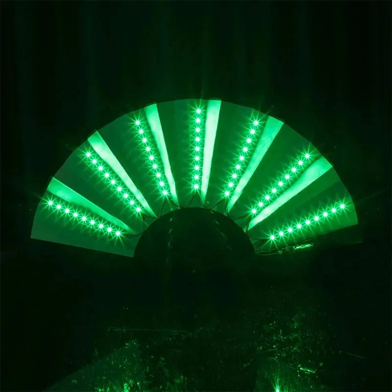 Bar FaninsGlowing Disco Fan Trendy Electronic Music Festival Party Performance Prop Flashing Folding Fan