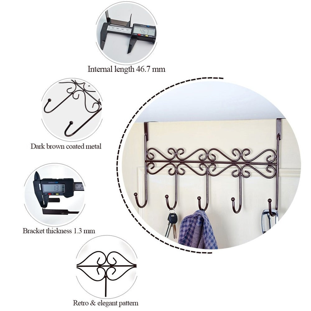 Five Hooks Hooks Over Door Towel Clothes Hat Bag Over Door Bathroom Hanger Hanging Coat Cloth