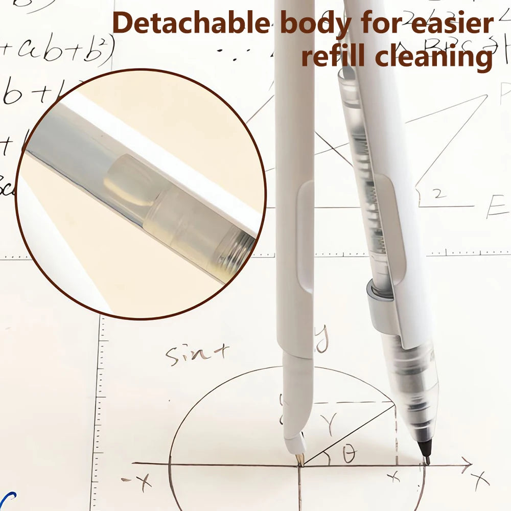 M&G Push-Free Mechanical Lead Compass *1 with Cap for Student Exam Drawing Student Stationery White