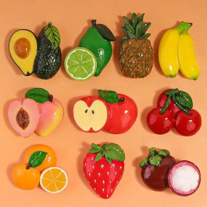 3D 3D Fruit Refrigerator Stickers Magnetic Cartoon Simulated Fruit Magnetic Stickers Cute Fruit Design Resin Food Toys