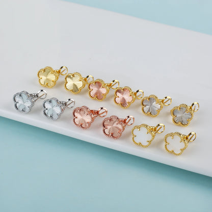 Irregular New Double Sided Natural Stone Shell Plant Five Leaf Flower Jewelry Set Necklace Earrings Women's High Quality Clover