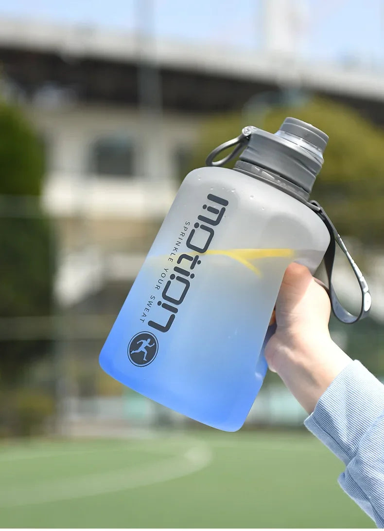 2 Liter Sports Water Bottle With Straw Large Capacity Fitness With Scale Gradient Kettle Outdoor Plastic Portable Water Bottle