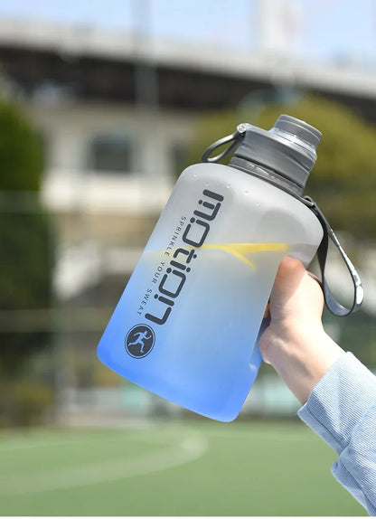 2 Liter Sports Water Bottle With Straw Large Capacity Fitness With Scale Gradient Kettle Outdoor Plastic Portable Water Bottle