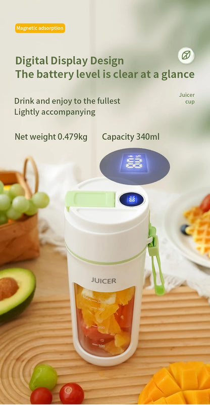 Portable Juicer Mini Electric Blender Multifunction Juice Maker Machine Fruit Mixers Extractors Smoothies Mixer 6 Blades 1200mAh