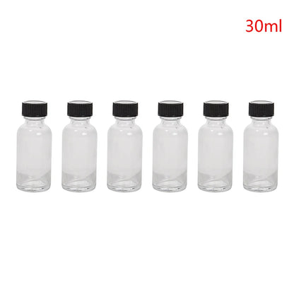 6 Pcs Small Clear Glass Bottles With Lids Glass Containers Round Bottles For Juice, Oils, Ginger Shots, Whiskey, Liquids