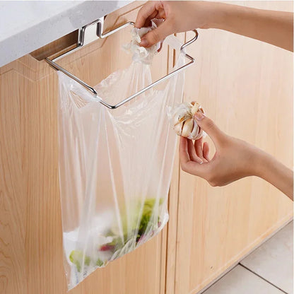 Kitchen Trash Rack Cabinet Door Bags Stainless Steel Closet Garbage Storage Holder