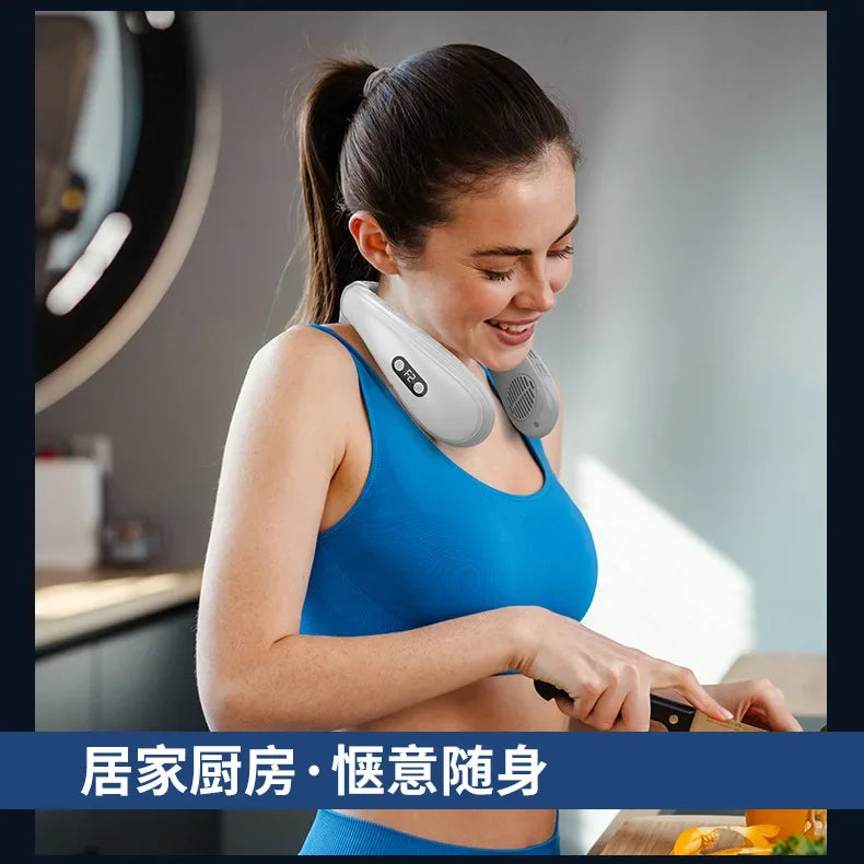 New Neck Air Conditioner Portable Neck Fan Rechargeable Semiconductor Cooling Bladeless Fan Outdoor Personal Fan Wearable Cooler