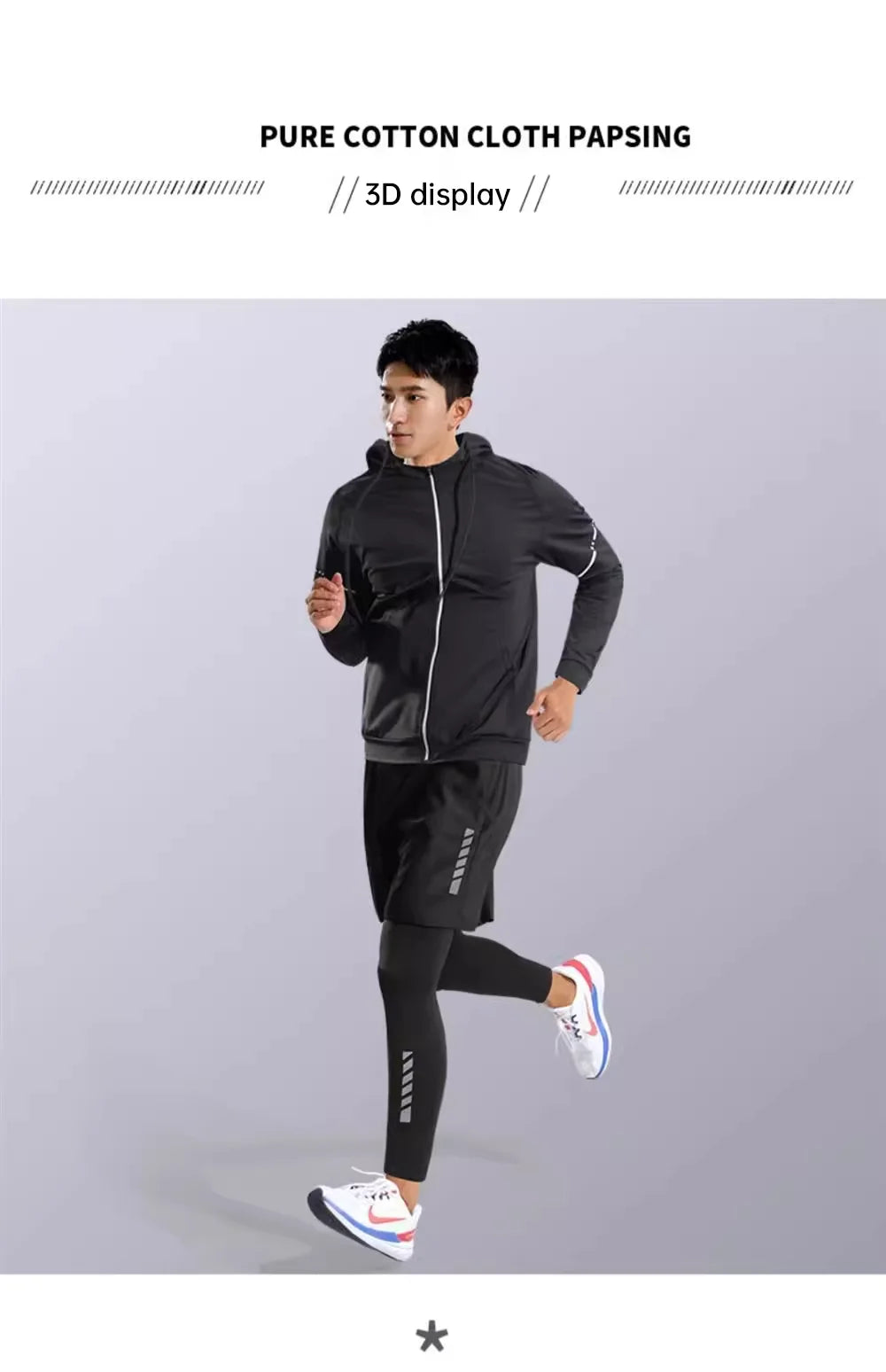 Sports kit men's running equipment 2024 spring and summer new training morning run outdoor quick-drying coat fitness clothing