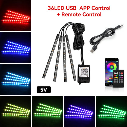 LED Car Interior Decorative Lamp Strips Atmosphere Lamp Cold Light Decorative Dashboard Console Auto RGB Ambient Decorative Lamp