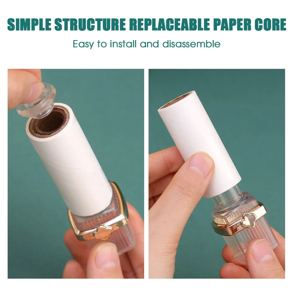 Mini Sticky Roller Tearable Lint Roller Travel Portable Dust Wiper Creative Lipstick Styling Clothes Carpet Cleaning Accessories