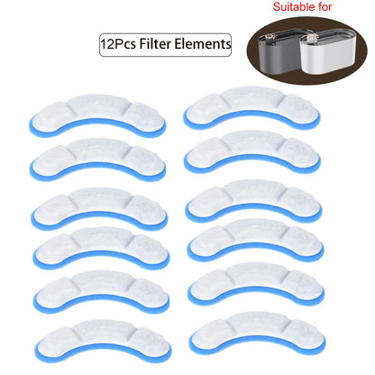 6/12pc Cat Water Fountain Replaced Filter Elements Activated Carbon Replacement Filters for Pet Fountain Feeders Accessories