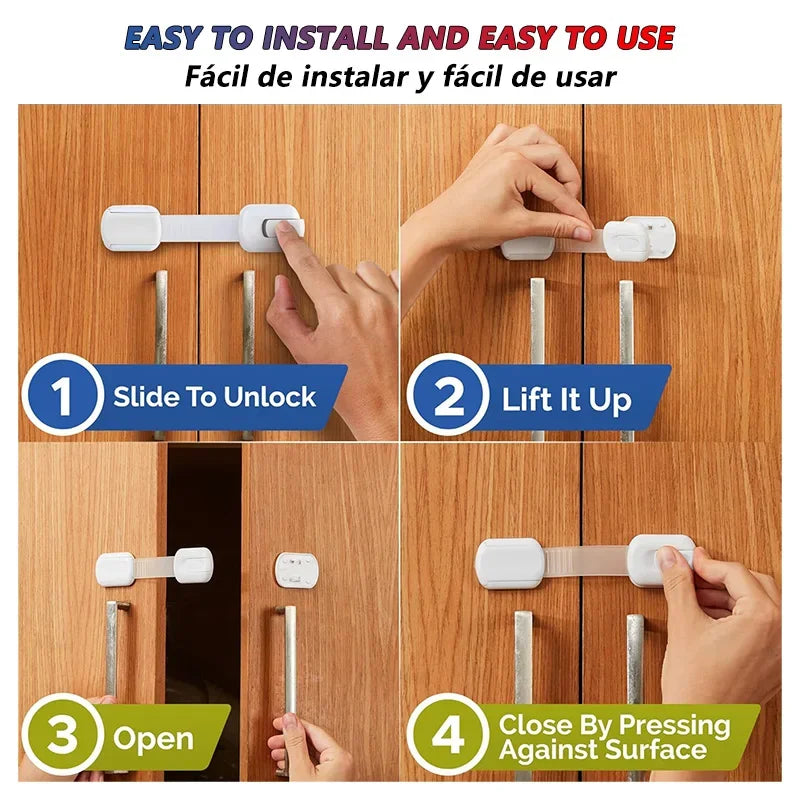 Baby Safety Lock Drawer Child Safety Cabinet Locks Adhesive Cabinet For Drawer Door Latches Baby Safe Straps Child Door Security