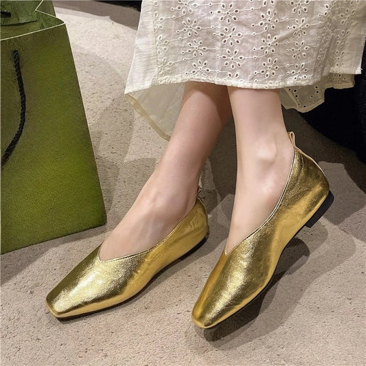 2025 New Shoes for Women Retro Ladies Flats Slip on Shoes Loafers Square Toe Shallow Mouth Women Casual Footwear Lightweight