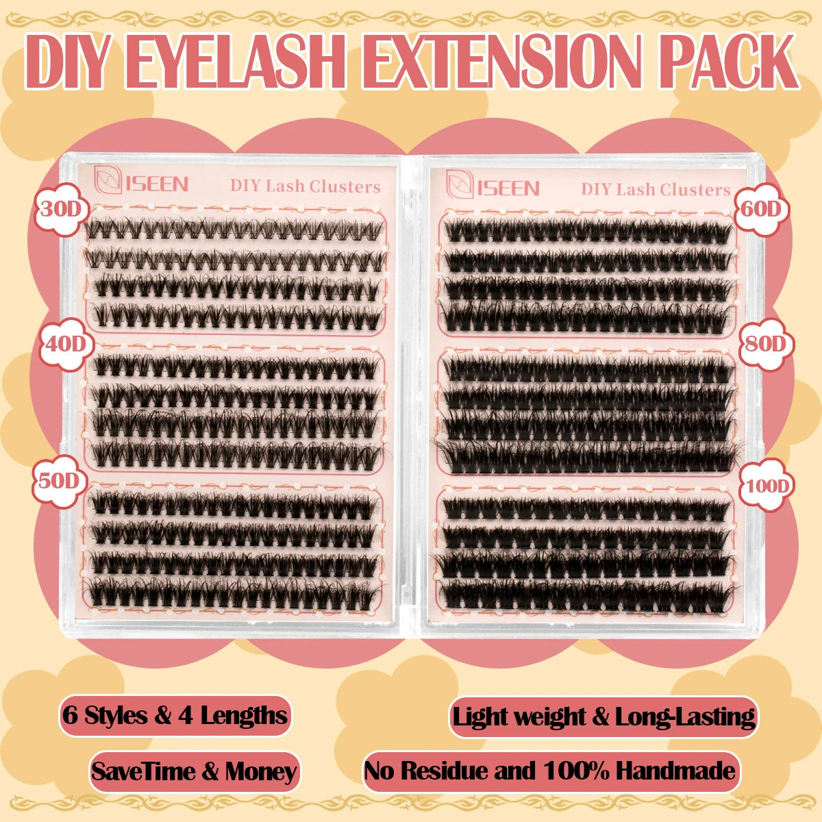 30-100D DIY Lash Extension Kit 480pcs Individual Eyelashes Kit with Lash Bond & Seal,Lash Remover and Lash Tweezers
