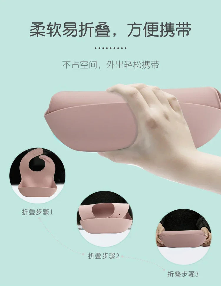Baby Food Grade Silicone Children's Saliva Pocket 3D Waterproof Food Bib Rice Pocket Hygienic Silicone Bib for Children