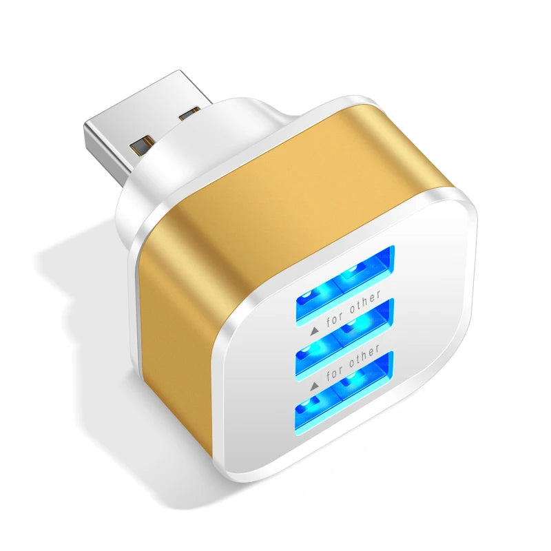 3 Port USB Slots Adaptor USB 3 in 1 2.0 Multple USB Interface Extender Auto Electronics Accessories
