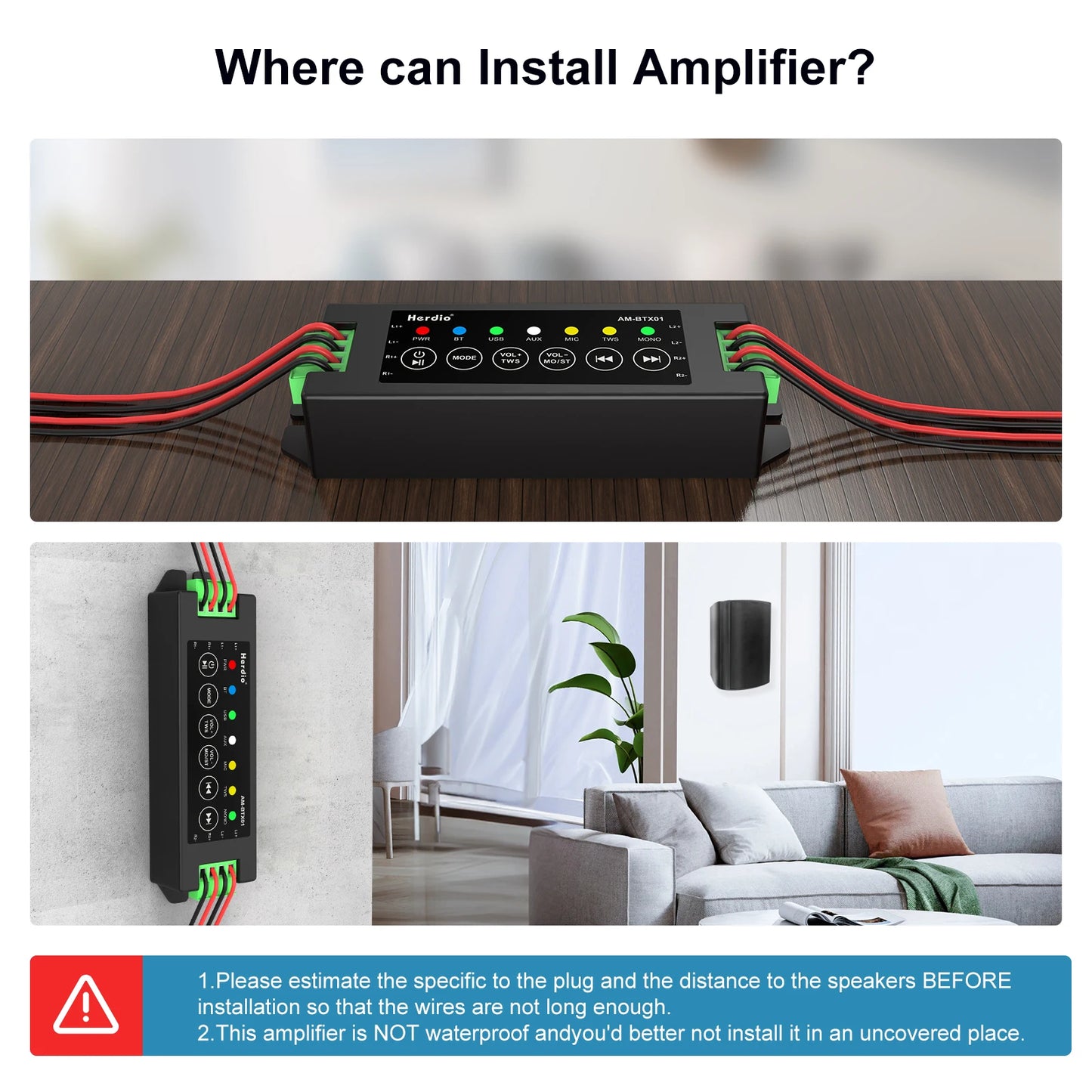 Herdio 5.25'' 600W 4PCS Outdoor Bluetooth Speakers Waterproof Wired Wall Mount Weatherproof Loudspeaker System For Garden Patio