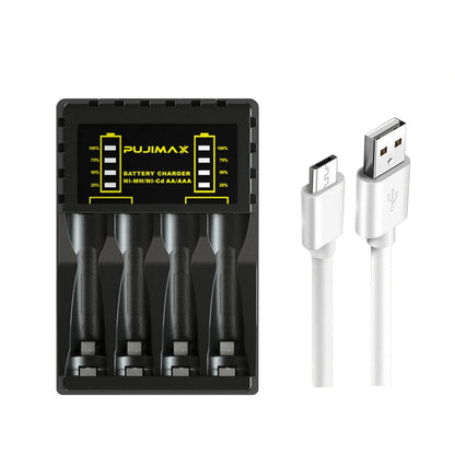 4 Slot Battery Charger For AAA/AA Rechargeable Batter Charger With LED Indicator Charger Cable For AA/AAA Ni-MH/Ni-Cd Batteries