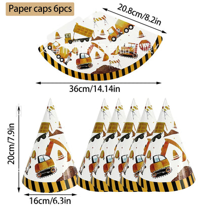 Construction Party Disposable Tableware Plates Cups Napkins Tablecloth Construction Truck Party Decor Excavator Party Favors