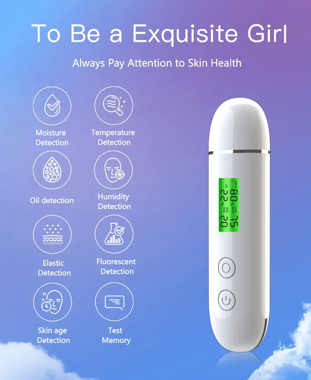 LCD Digital Skin Detector Pen Face Skin Tester Skin Smart Water Oil Fluorescent Content Facial Moisture Analyzer Skin Care Tools