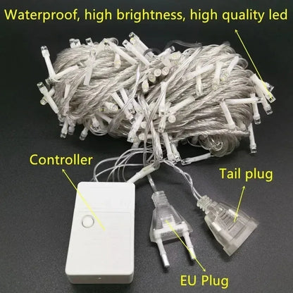 LED String Light 220V EU Plug Night Light 8 Modes Indoor Outdoor Decor Wedding Party Christmas Tree Home Garden Patio Decoration